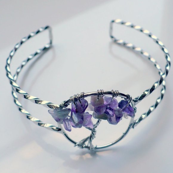❤️ Amethyst Tree of Life Silver Plated Bracelet - Picture 5 of 7